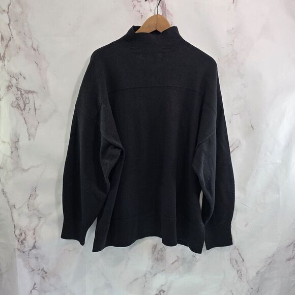 & Other Stories Sweater Women Medium Black Wool Knit Mock Turtle Boxy Oversized - Picture 1 of 12
